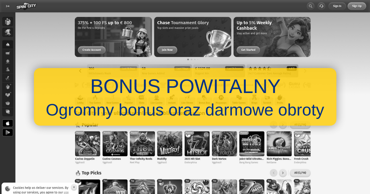 Spin City Casino banner
